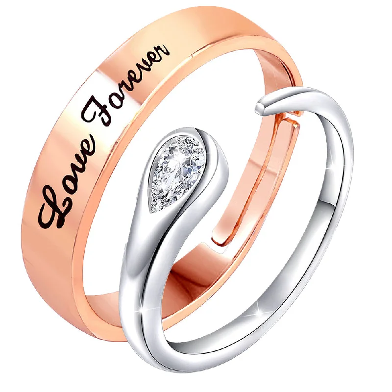 Women’s adjustable ring-Mahi Valentine Gifts Love Forever and Open Wrap Adjustable Couple Ring with Cubic Zirconia (FRCO1103184M)