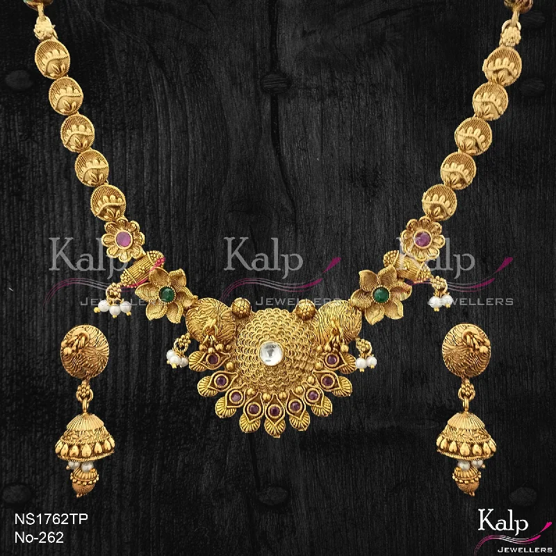 Women’s adjustable necklace-Kalp Jewellers Copper Gold Plated Necklace Set