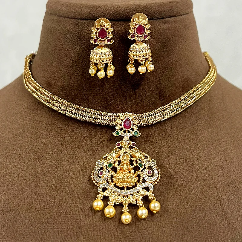 Women’s creative pendant necklace-Diksha Collection Gold Plated Temple Necklace Set